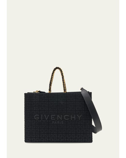 Givenchy Blue G-tote Medium Shopping Bag In 4g Logo Canvas With Chain Handles
