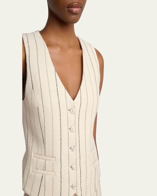 Gabriela Hearst Natural Coleridge Wool Cashmere Pinstripe Vest