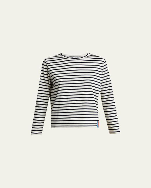 Kule Multicolor Crewneck Long-Sleeve Striped Cotton Top