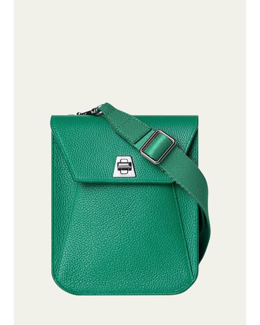 Akris Green Anouk Mini Flap Leather Messenger Bag