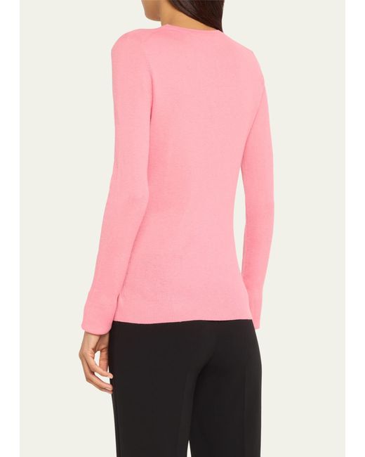Michael Kors Pink Hutton Ribbed Cashmere Pullover