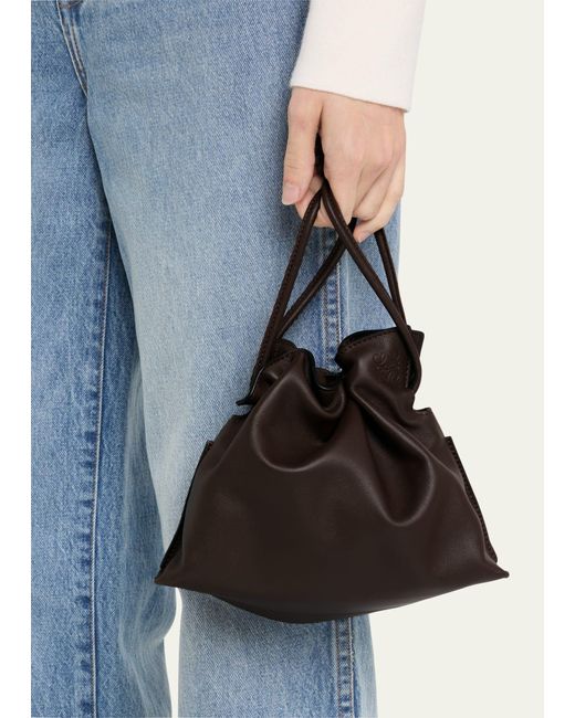 Loewe Brown Flamenco Mini Napa Drawstring Clutch Bag