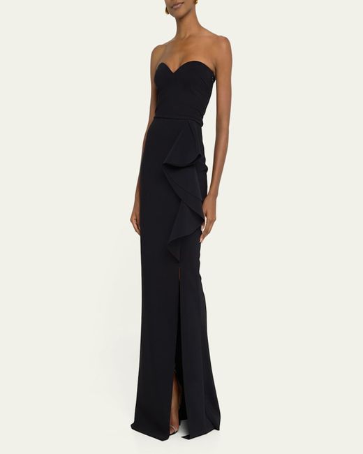La Petite Robe Di Chiara Boni Black Strapless Ruffle Column Gown