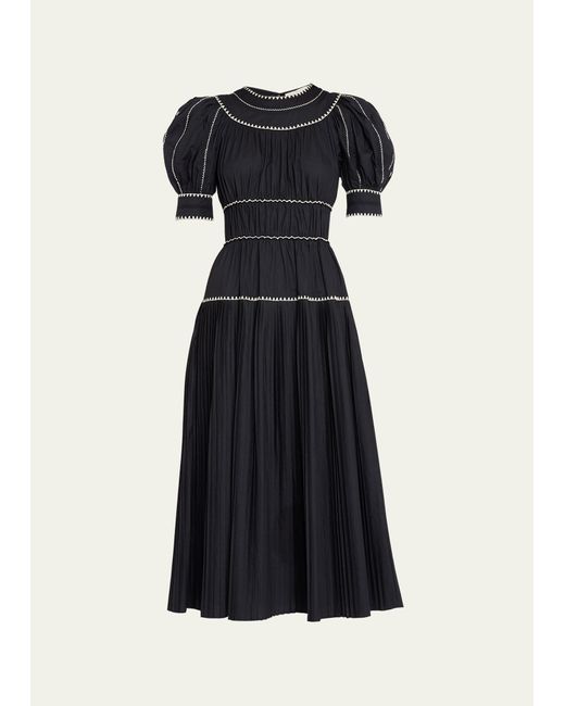 ulla johnson embroidered dress 3D Floral Embroidered Beaded Dress