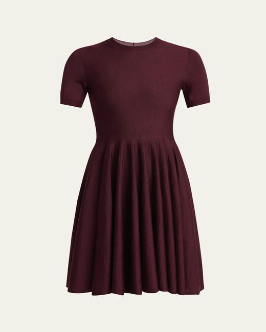 Alaa Short-Sleeve Fit-&-Flare Mini Dress in Purple | Lyst Alaa Short-Sleeve Fit-&-Flare Mini Dress in Purple | Lyst