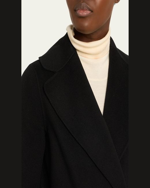 Max Mara Black Poldo Wool Long Wrap Coat