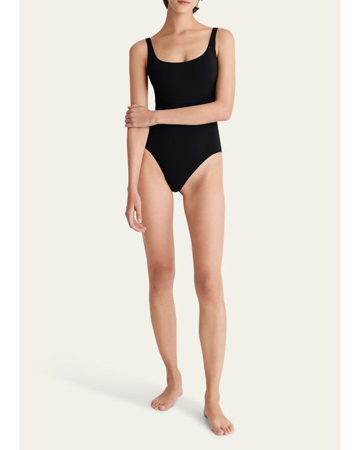 Eres Black Asia Scoop-neck One-piece Swimsuit With Waistband Detail