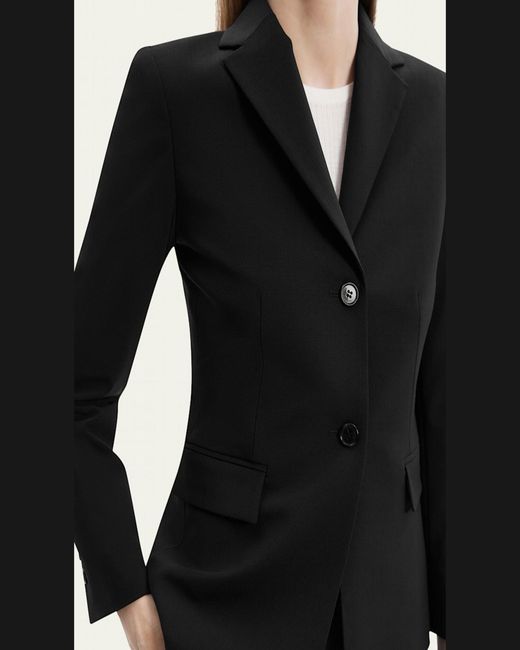 Theory Black Traceable Wool Slim Single-Breasted Blazer