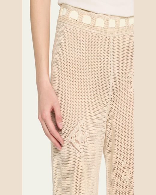Bode Natural Angel Fish Knit Lace Joggers