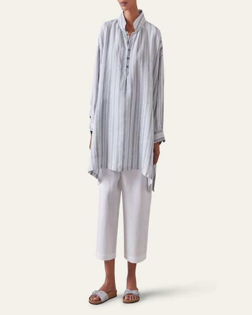 Eskandar White Wide A-Line Artists Smock (Long Plus Length)