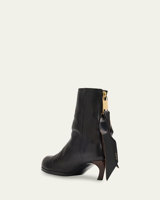 Sacai Black Puller Leather Ankle Booties