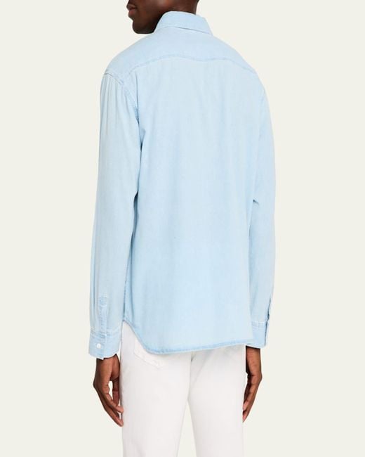 FRAME Blue Chambray Button-Down Shirt for men