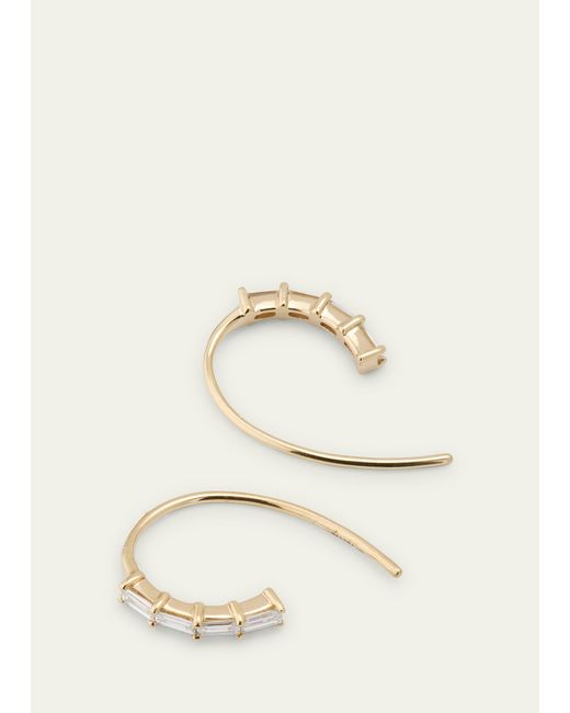 Lana Jewelry Natural 14k Yellow Gold Baguette Diamond Mini Hooked On Hoop Earrings