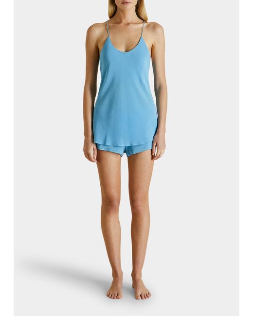Olivia Von Halle Bella Silk Tank Pajama Set in Blue | Lyst