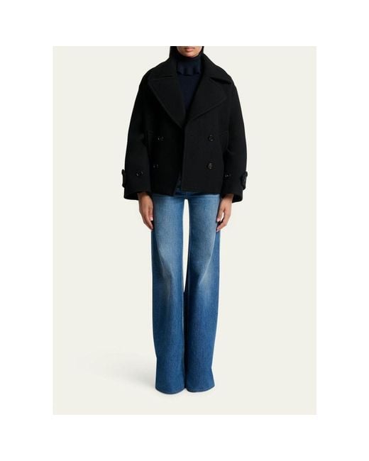 Chloé Black Double-Breasted Wool Peacoat