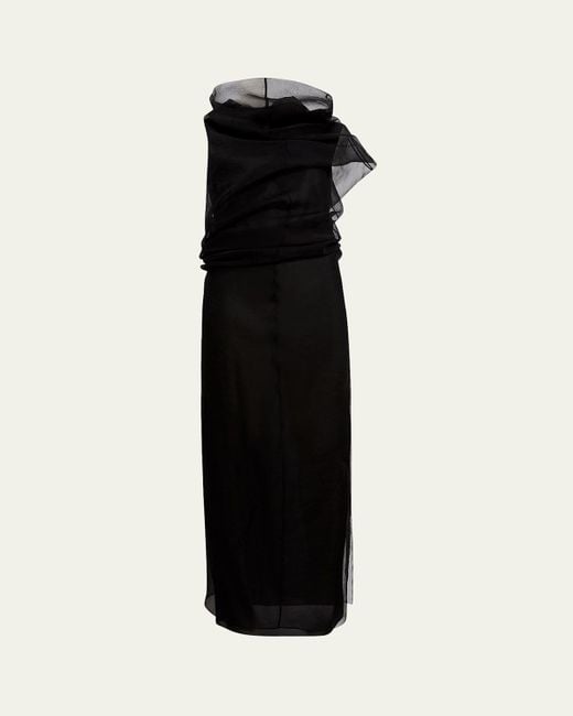 Khaite Black Jeanty Long Silk Gauze Dress