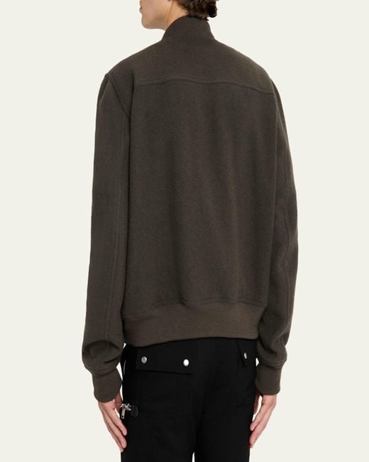 Rick Owens Black Wool Knit Full-Zip Bomber Jacket for men