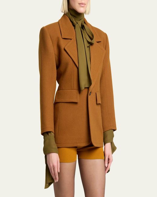 Saint Laurent Brown Brushed Wool Single-Breasted Jacket