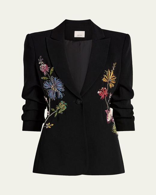Cinq À Sept Black Cheyenne Floral Embroidered Blazer