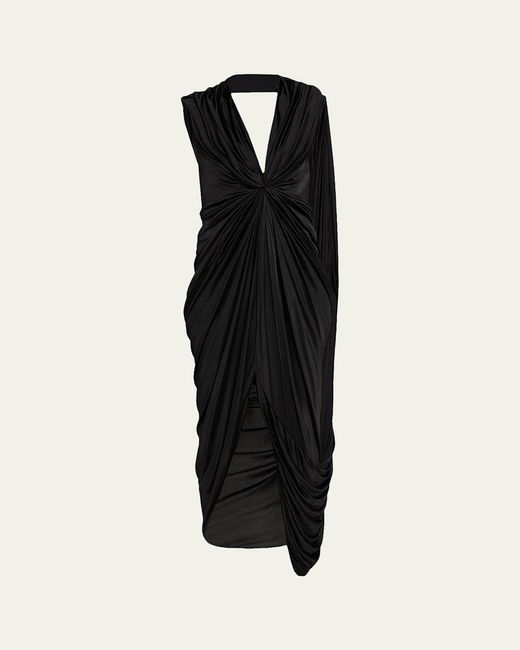 Loewe Women's Black Draped Asymmetric Looped-Panel Dress