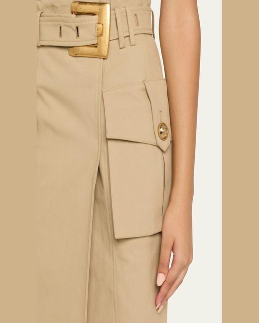 Balmain Natural Belted Cargo Skirt