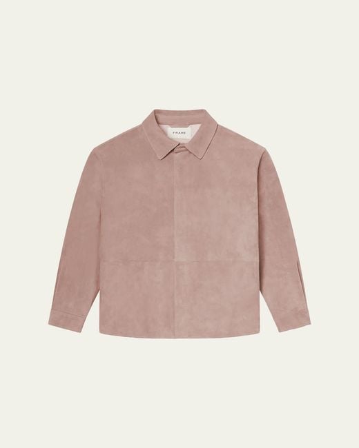 FRAME Pink Solid Suede Overshirt for men