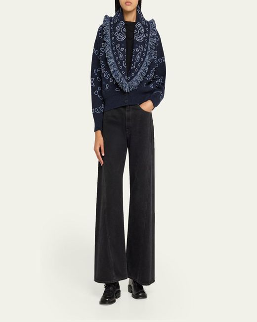 Alanui Blue Bandana Jacquard Cardi-Bomber