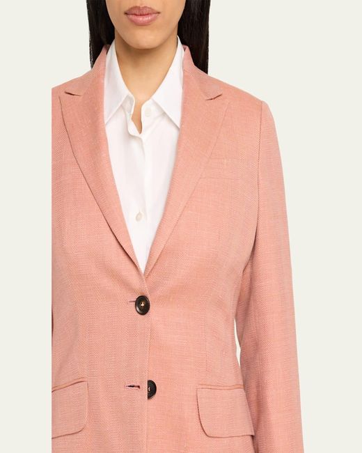 Kiton Pink Wool-Blend Single-Breasted Blazer Jacket