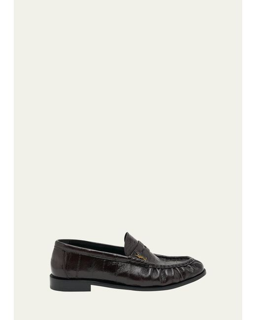 Saint Laurent White Le Leather Ysl Penny Loafers