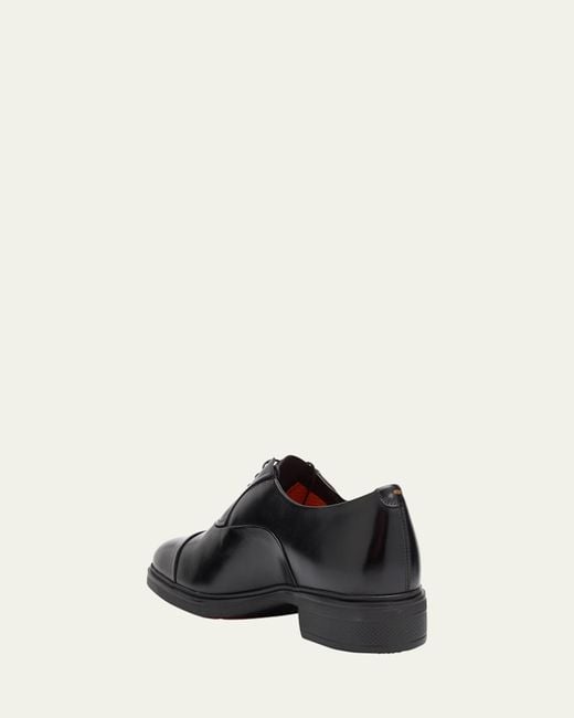Santoni White Easy Leather Cap-Toe Oxfords for men