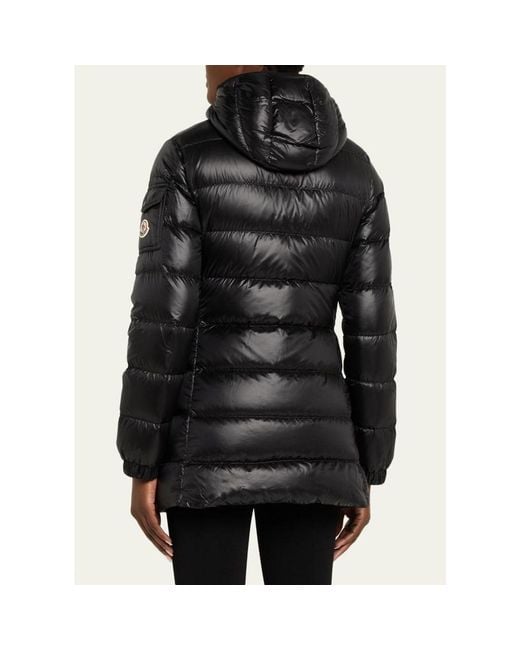 Moncler Black Glements Hooded Mid-Length Down Jacket