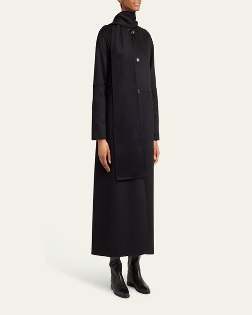 Kiton Black Scarf-Neck Cashmere Overcoat