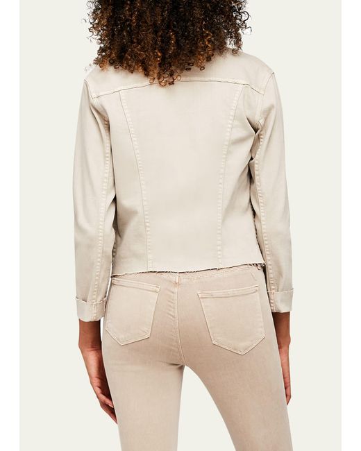 L'Agence Natural Janelle Slim Cropped Jean Jacket With Raw Hem