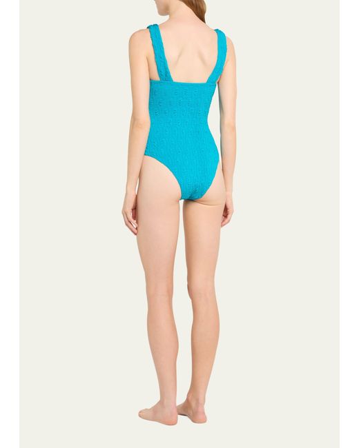 Jonathan Simkhai Blue Nessa Twist-front One-piece Swimsuit