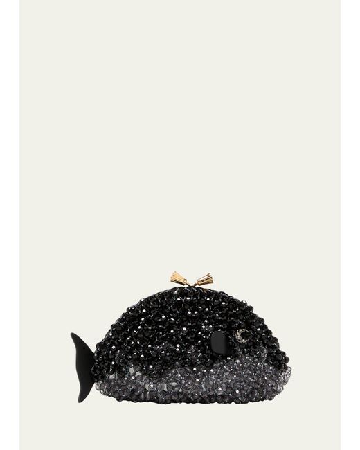 Anya Hindmarch Maud Iridescent Beaded Fish Clutch Bag in Black Lyst