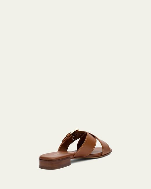 Prada Brown Triangle Leather Slide Sandals