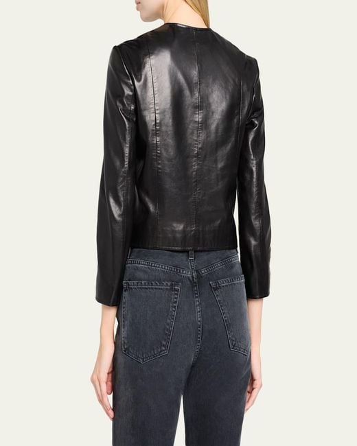 R13 Black Front-Snap Leather Jacket