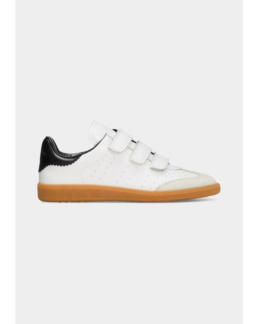Isabel Marant Beth Perforated Leather Grip-strap Sneakers in White | Lyst