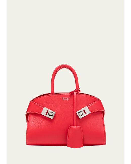 Ferragamo Red Hug Mini Leather Top-handle Bag