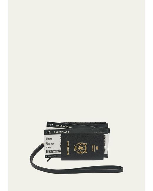 Balenciaga White Passport Zip Wallet With Strap for men