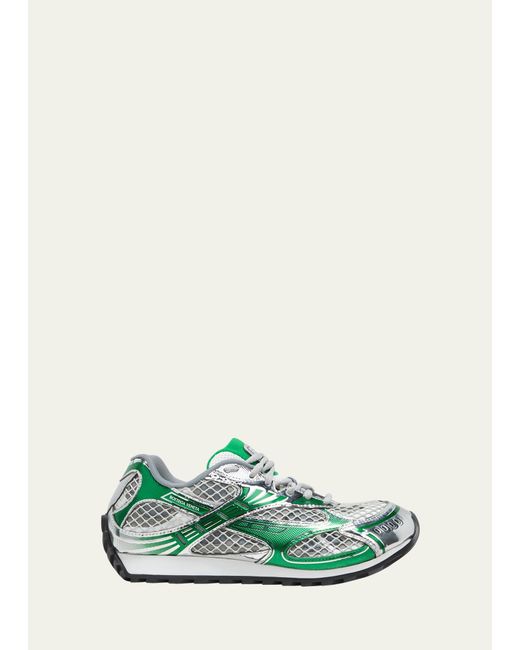 Bottega Veneta Green Orbit Metallic Net Runner Sneakers