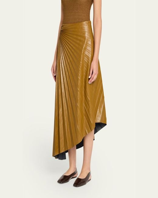 A.L.C. Natural Tracy Pleated High-Low Midi Skirt