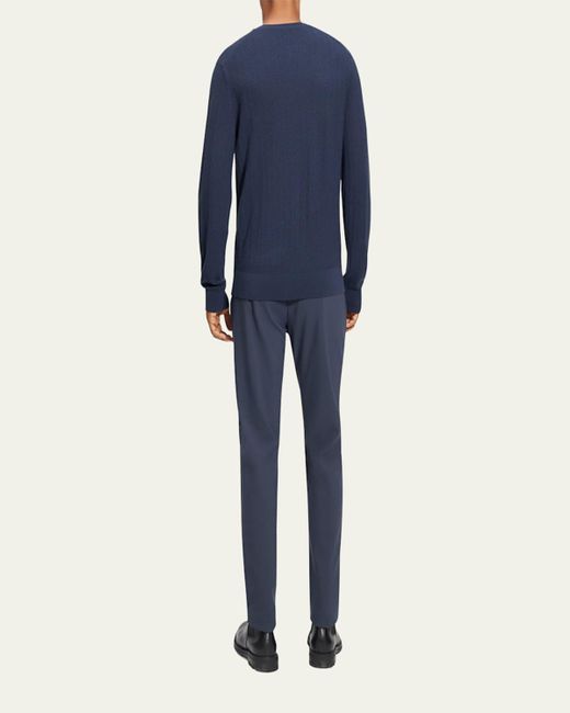 Theory Blue Merino Wool Crewneck Sweater for men