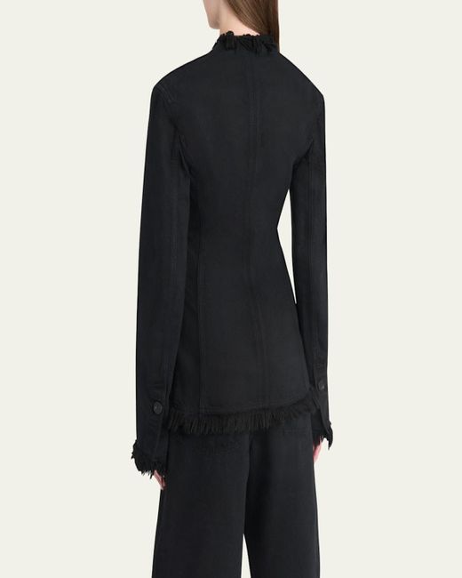 [Salvatore Ferragamo]フリンジブレザー Ferragamo Fringe-Trim Plunge Blazer in Black | Lyst