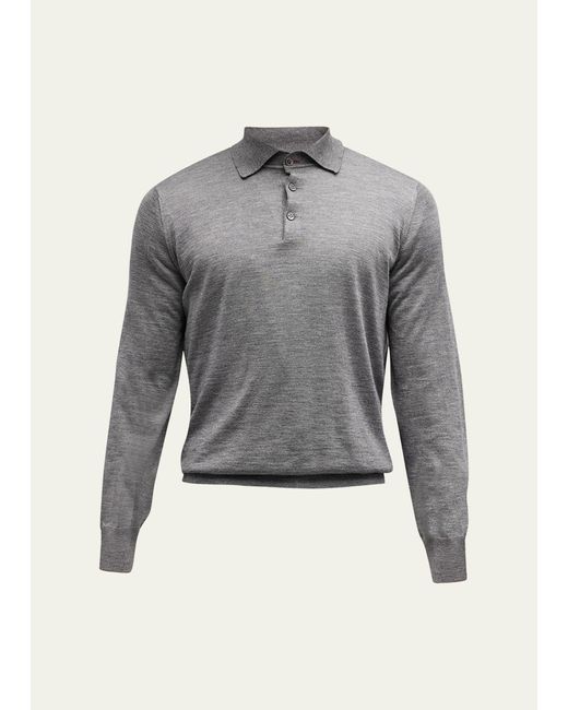 Brunello Cucinelli Gray Hollywood Glamour Cashmere-silk Polo Sweater for men