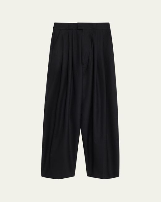 Willy Chavarria Black Pleated Wide-Leg Trousers for men