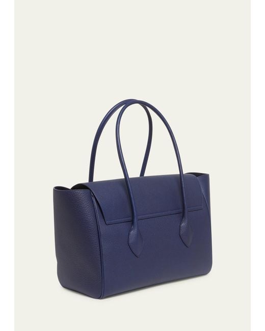 Ferragamo Blue Firenze Flap Leather Tote Bag