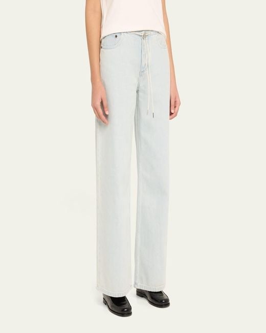 Still Here White Cool Relaxed Drawstring Jeans