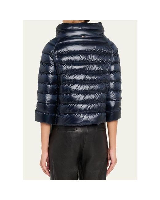 Herno Blue Sofia Ultra-Lightweight Down Bolero Jacket