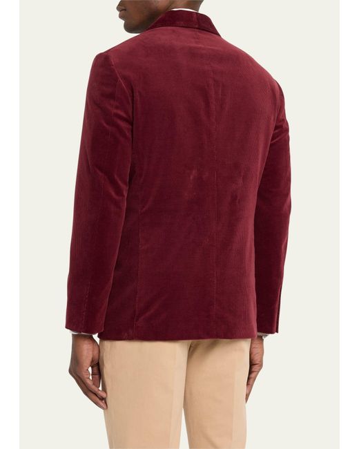 Brunello Cucinelli Red Hollywood Glamour Velvet Single-button Dinner Jacket for men